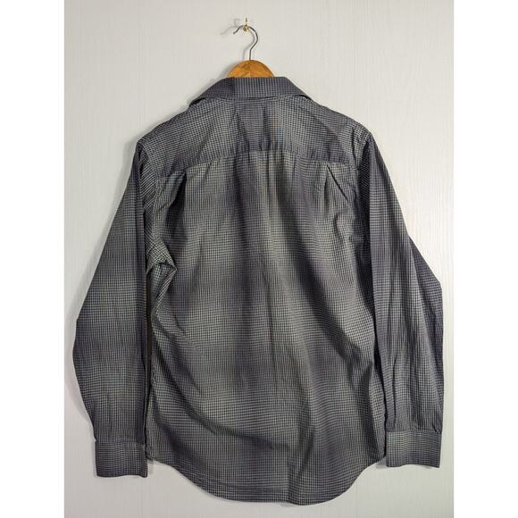 APT. 9 Mens Button Up Shirt Plaid Long Sleeve Gray Cotton Boho Formal Small - Picture 3 of 15